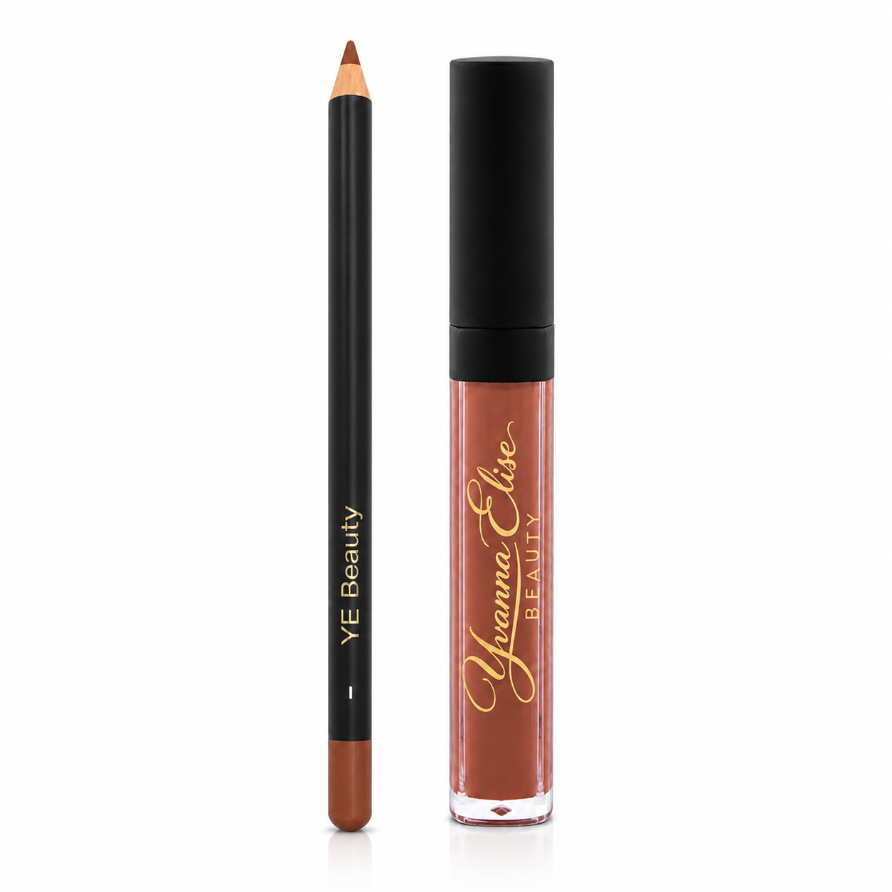 Lip Duo = Liquid Lipstick / Rouge à lèvres liquide (Carmelle / Nude Brown) + Lip Pencil #02