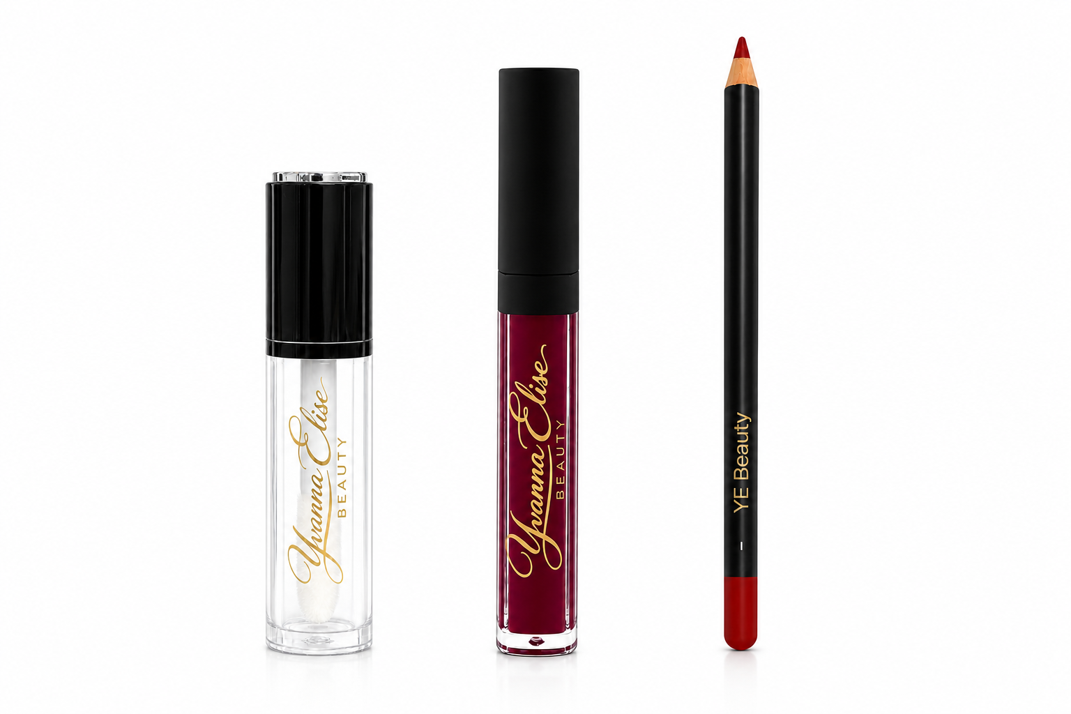 Lip Combo = Liquid Lipstick / Rouge à lèvres liquide (Mesmera / Red) + Lip Pencil #91 + Lip Gloss (Clerea)